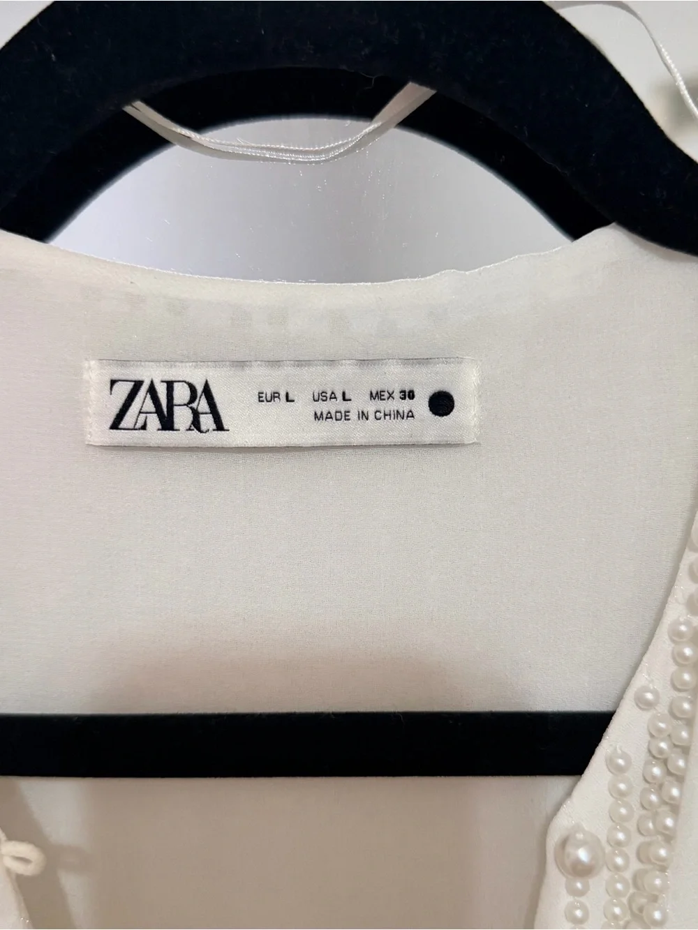Zara Cream Fully Beaded V-Neck Blouse